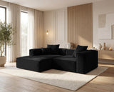 Designer Ecksofa Reno in Samt – Schwarz – Links