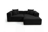Designer Ecksofa Reno in Samt – Schwarz – Rechts