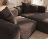 Designer Ecksofa Reno in Samt – Braun – Rechts