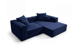 Designer Ecksofa Reno in Samt – Blau – Rechts