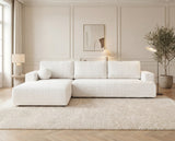 Designer Ecksofa Vanto in Bouclé – Weiß – Links