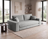 Designer 3 Sitzer Sofa Nilo in Samt mit Schlaffunktion & Stauraum – Grau