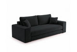 Designer 3 Sitzer Sofa Nilo in Samt mit Schlaffunktion & Stauraum – Schwarz