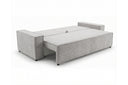 Designer 3 Sitzer Sofa Rego in Samt mit Schlaffunktion & Stauraum – Hellgrau