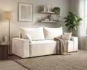 Designer 3 Sitzer Sofa Rego in Samt mit Schlaffunktion & Stauraum – Weiß