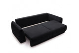 Designer 3 Sitzer Sofa Nora in Samt mit Schlaffunktion & Stauraum – Schwarz