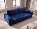 Designer 3 Sitzer Sofa Nora in Samt mit Schlaffunktion & Stauraum – Blau