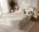 Boxspringbett Elin Samt mit Stauraum – Beige