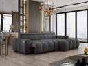 Designer corner sofa Amalfi in velvet with electric seat extension