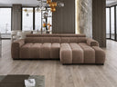 Designer corner sofa Amalfi in velvet with electric seat extension