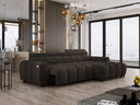 Designer corner sofa Amalfi in velvet with electric seat extension