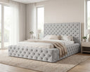 Designer Polsterbett Siena in Samt – Hellgrau