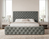 Designer Polsterbett Siena in Samt – Grau