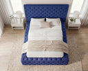 Designer Polsterbett Siena in Samt – Blau