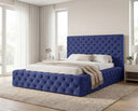 Designer Polsterbett Siena in Samt – Blau