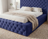 Designer Polsterbett Siena in Samt – Blau