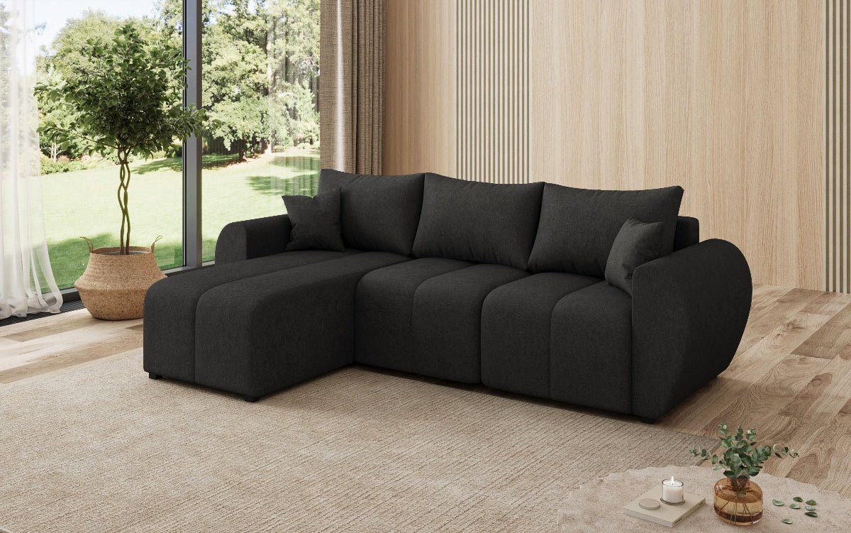 Designer Sofa Sorella L mit Schlaf- und Klappfunktion in Stoff