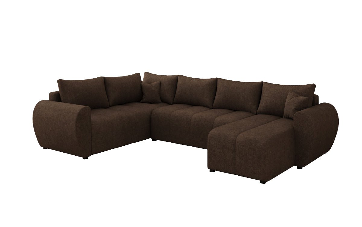 Designer Sofa Sorella U mit Schlaf- und Klappfunktion in Stoff