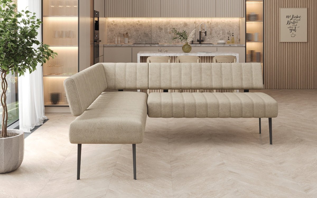 Upholstered Montero Dining Bench in Durable Fabric with Metal Legs