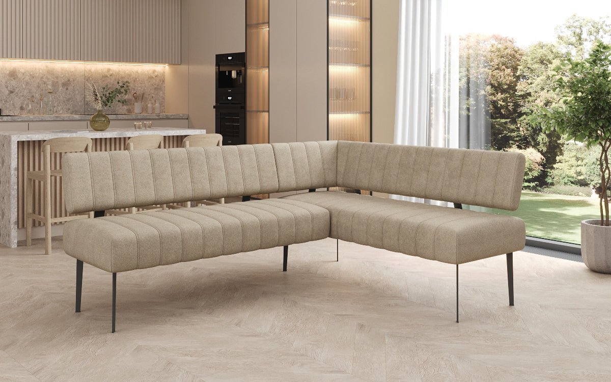 Upholstered Montero Dining Bench in Durable Fabric with Metal Legs