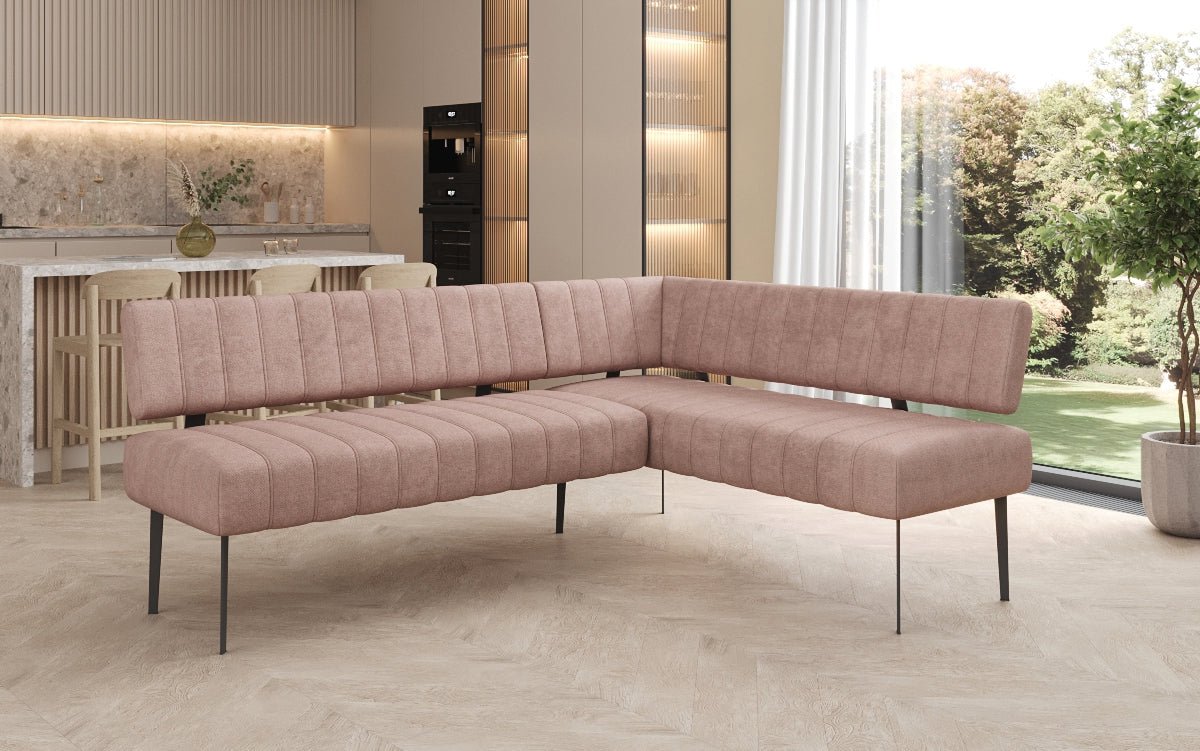 Upholstered Montero Dining Bench in Durable Fabric with Metal Legs