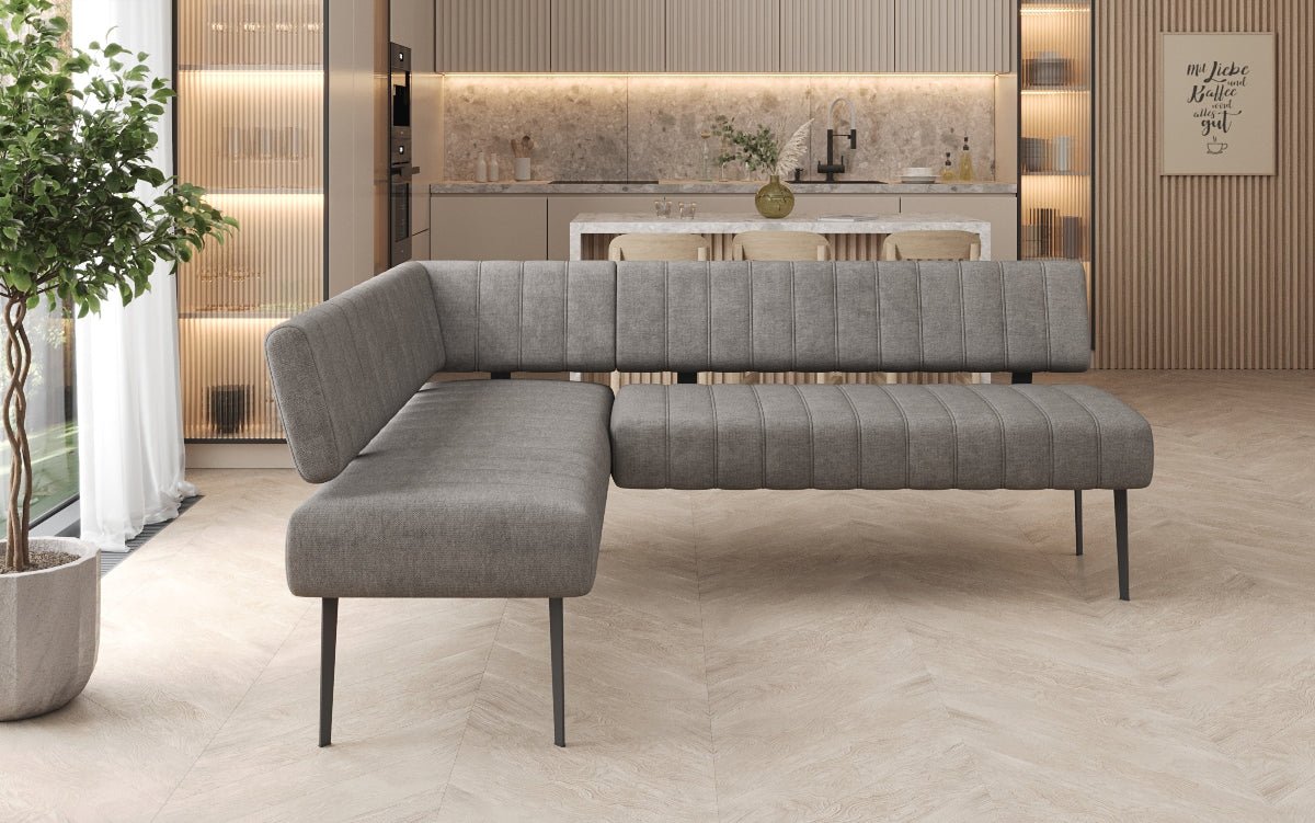 Upholstered Montero Dining Bench in Durable Fabric with Metal Legs