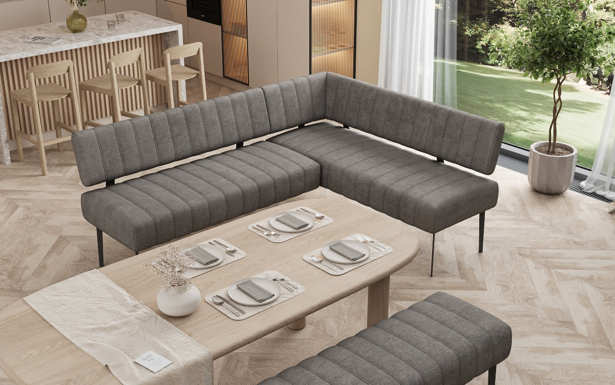 Upholstered Montero Dining Bench in Durable Fabric with Metal Legs