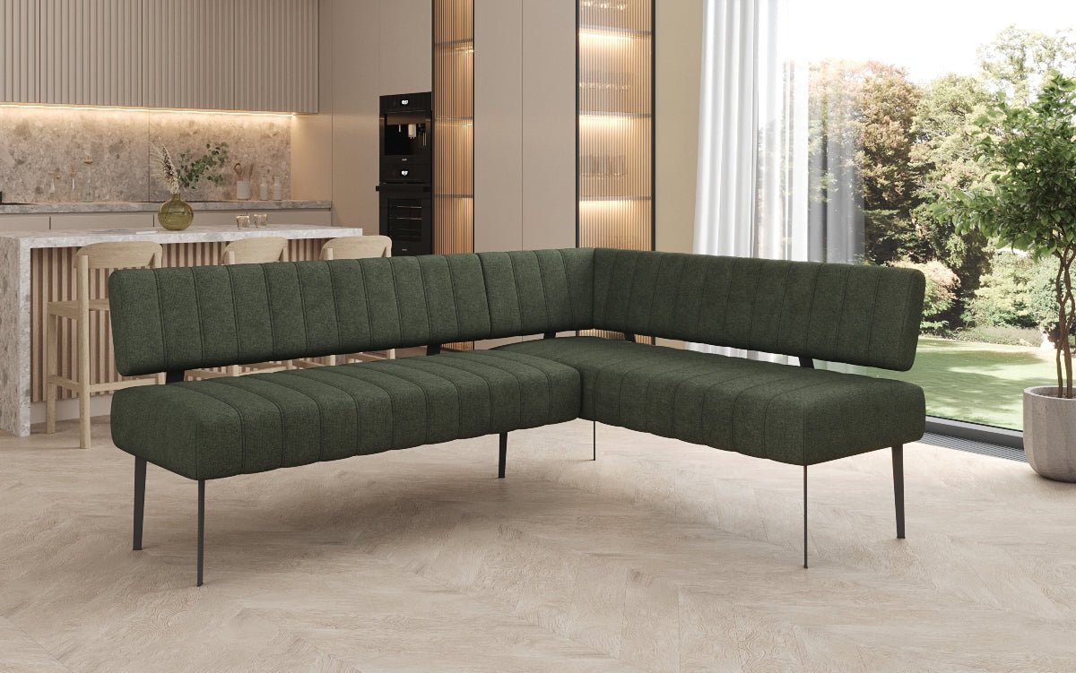 Upholstered Montero Dining Bench in Durable Fabric with Metal Legs