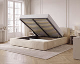 Designer Polsterbett Theo in Cord mit Stauraum – Beige