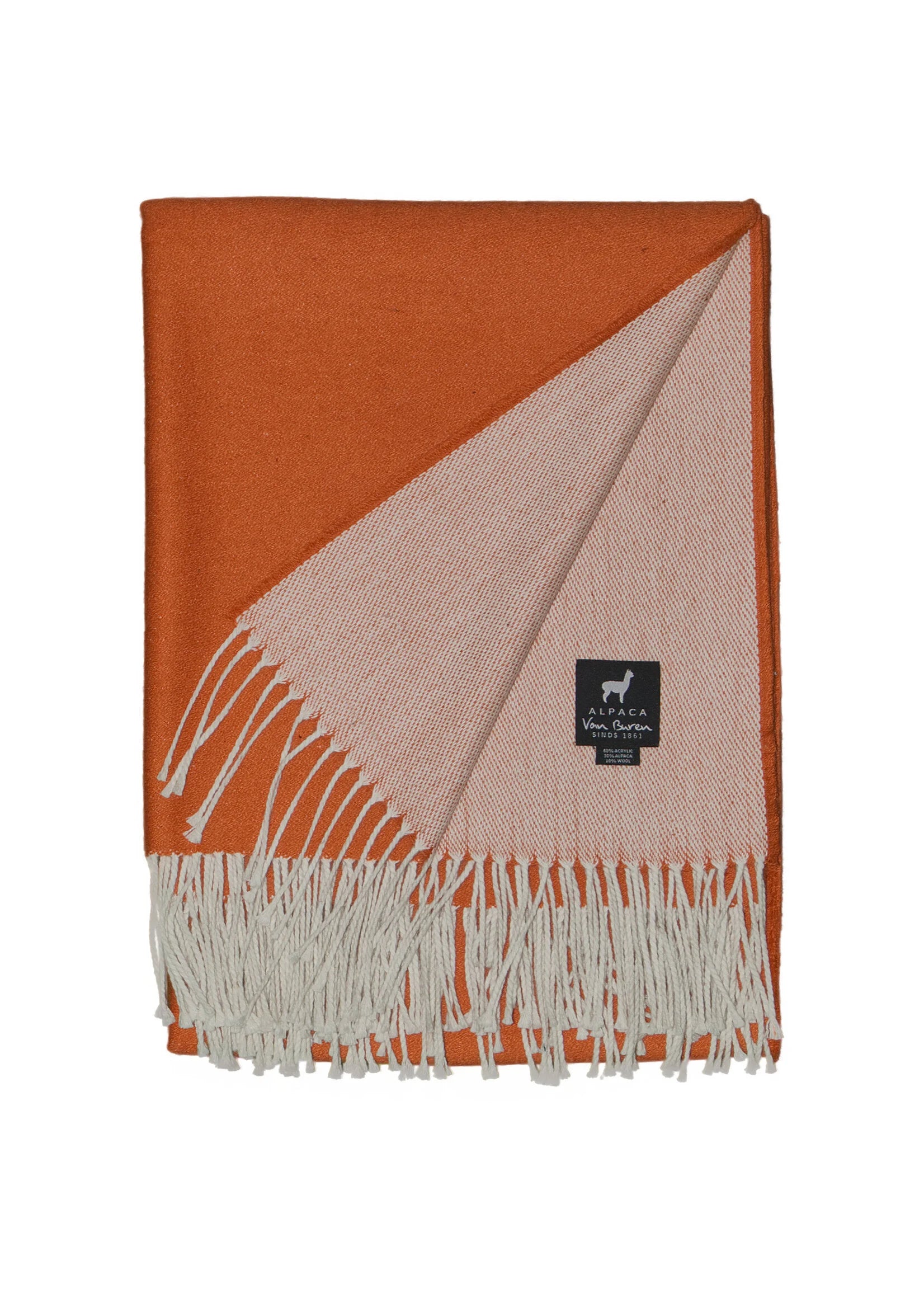 Light Alpaca Bedspread Noria - Pure Alpaca Wool in Orange - 175x135 cm