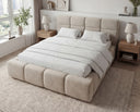 Designer Polsterbett Vero in Samt mit Stauraum – Beige