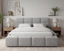 Designer Polsterbett Vero in Samt mit Stauraum – Hellgrau