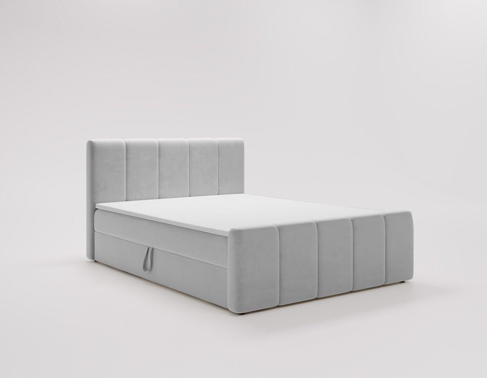 Box spring bed Bergamo velvet with storage