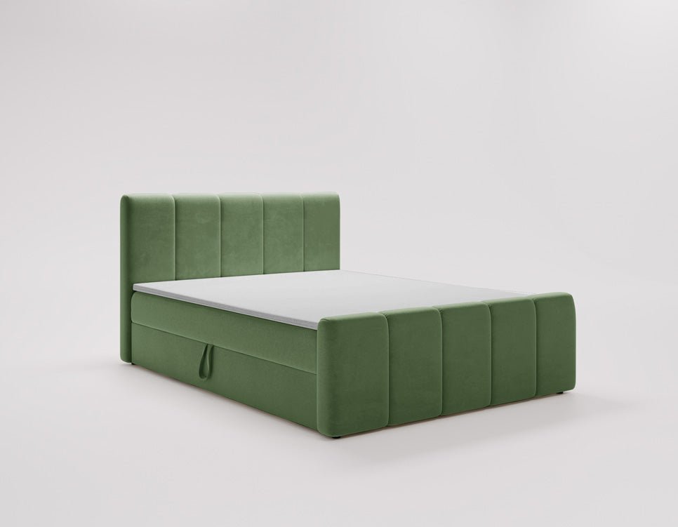 Box spring bed Bergamo velvet with storage