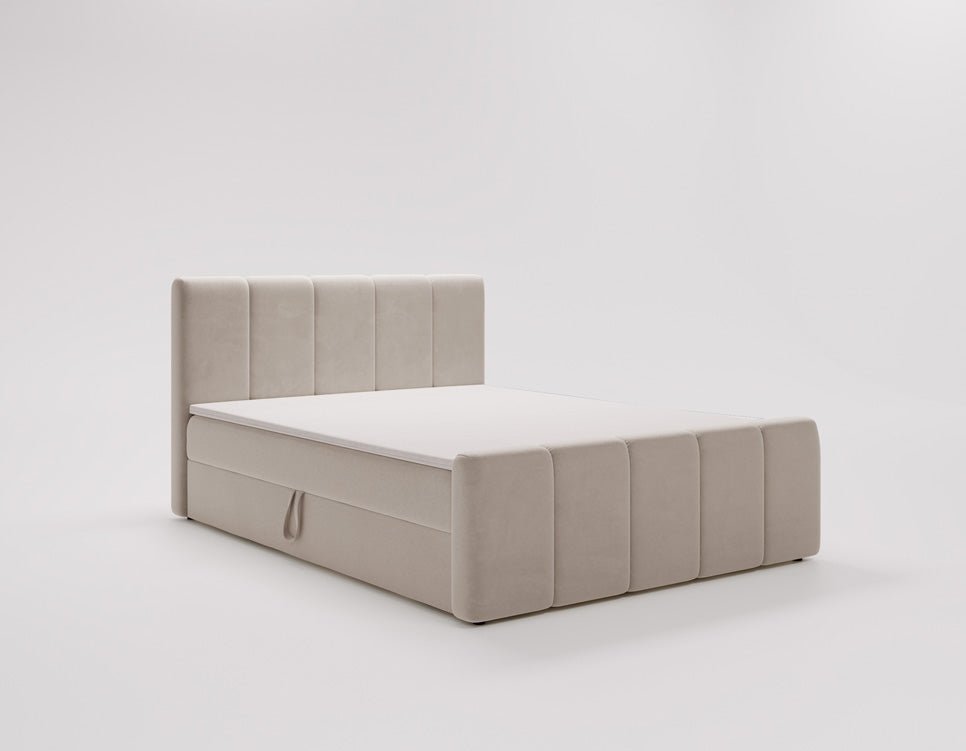 Box spring bed Bergamo velvet with storage