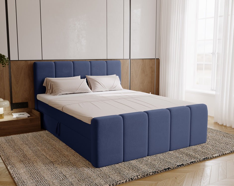 Box spring bed Bergamo velvet with storage