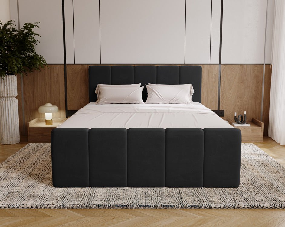 Box spring bed Bergamo velvet with storage