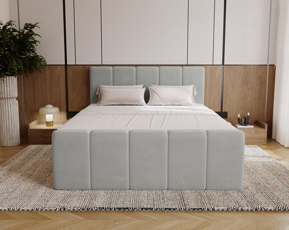 Box spring bed Bergamo velvet with storage