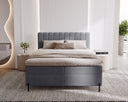 Lumière Box Spring Bed in Velvet with Storage