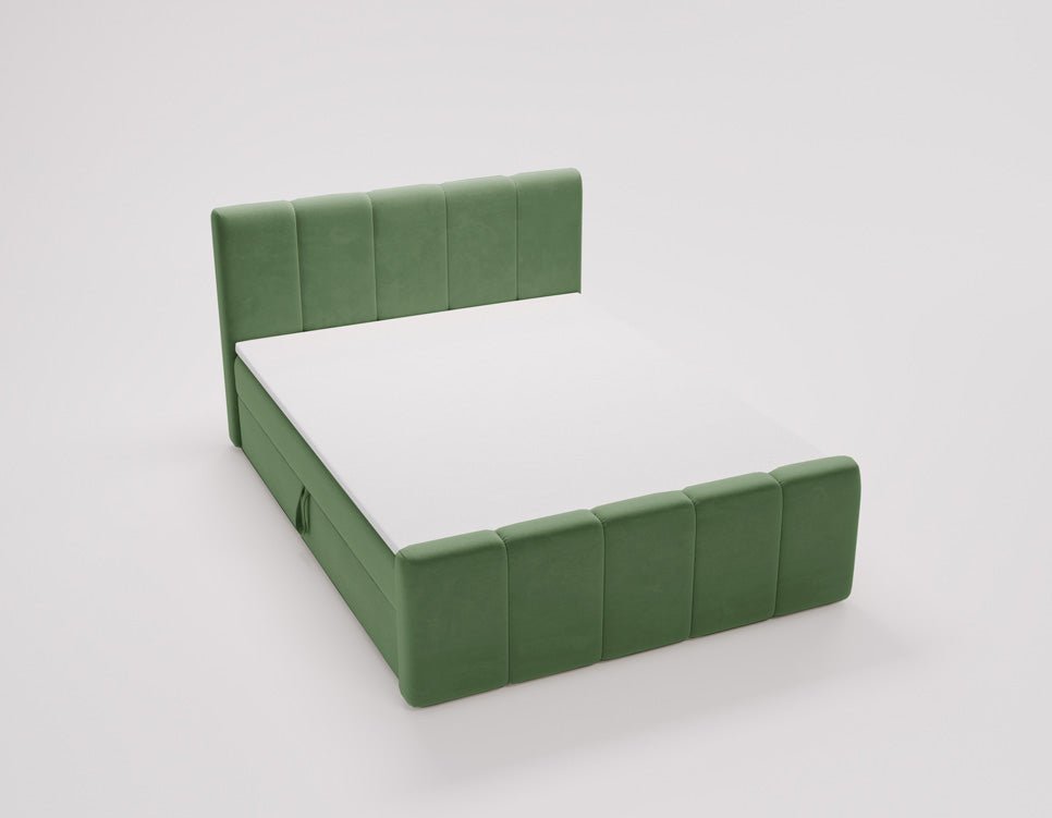 Box spring bed Bergamo velvet with storage