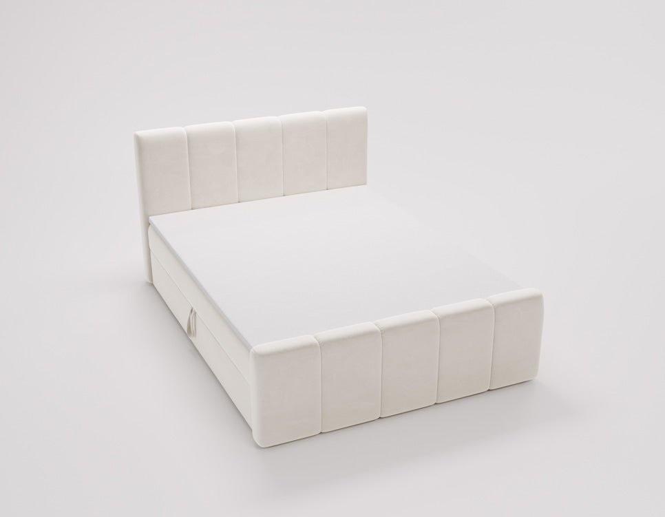 Box spring bed Bergamo velvet with storage