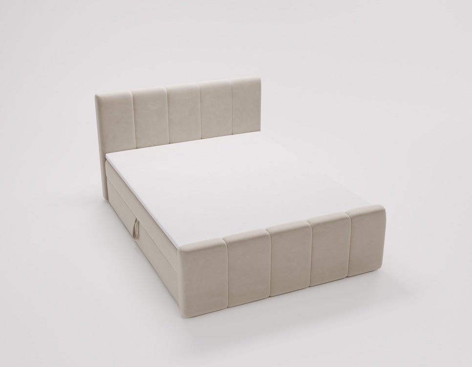 Box spring bed Bergamo velvet with storage