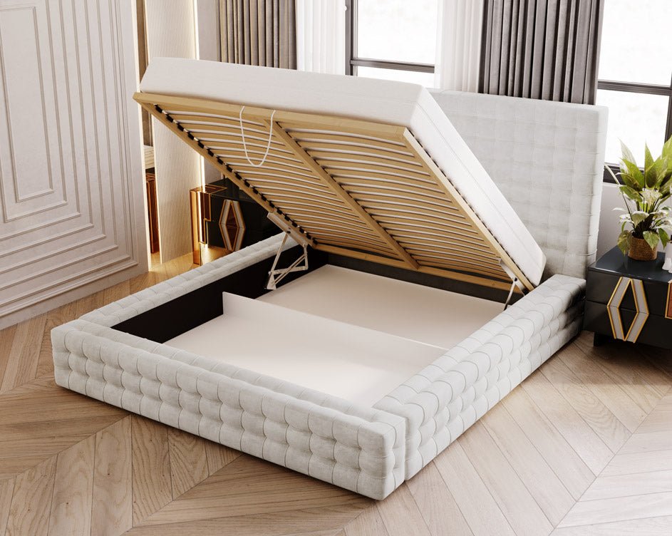 Designer Upholstered Bed Cloud in Velvet with Storage