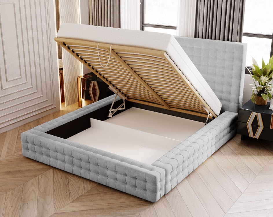 Designer Upholstered Bed Cloud in Velvet with Storage