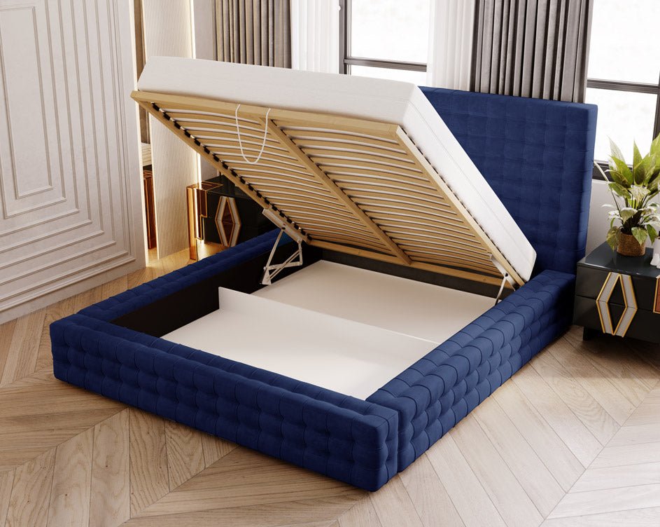 Designer Upholstered Bed Cloud in Velvet with Storage