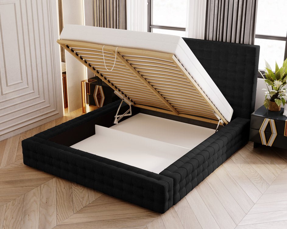 Designer Upholstered Bed Cloud in Velvet with Storage