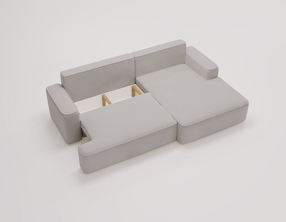 Designer Sofa Fresh in Velvet with Sleeper Function and Storage Space