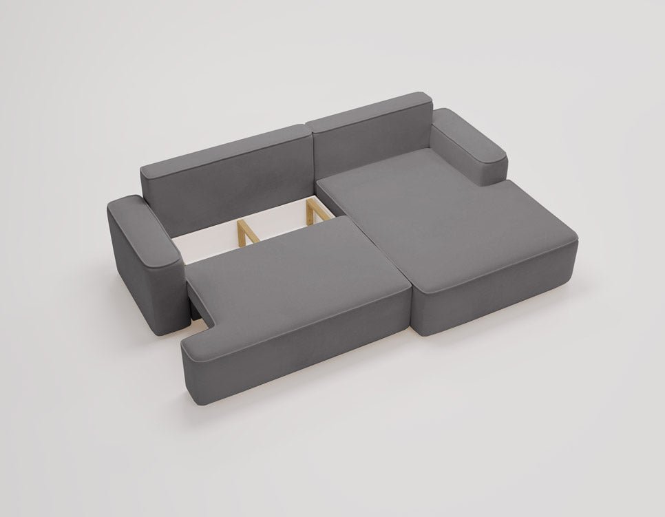Designer Sofa Fresh in Velvet with Sleeper Function and Storage Space