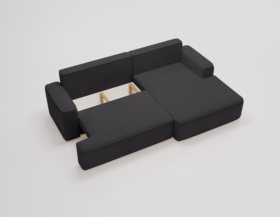 Designer Sofa Fresh in Velvet with Sleeper Function and Storage Space