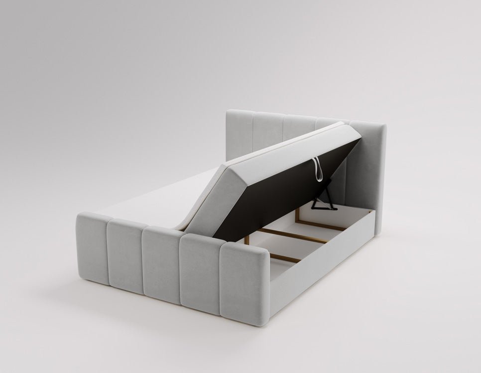 Box spring bed Bergamo velvet with storage